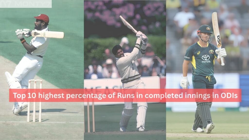 Explore the top 10 highest percentage of runs in completed innings in ODIs, featuring legendary batting performances, records, statistics, and unforgettable match-winning knocks.