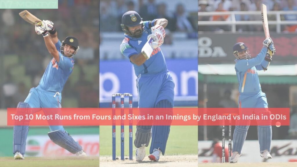 Most Runs from Fours and Sixes in an Innings by England vs India in ODIs
